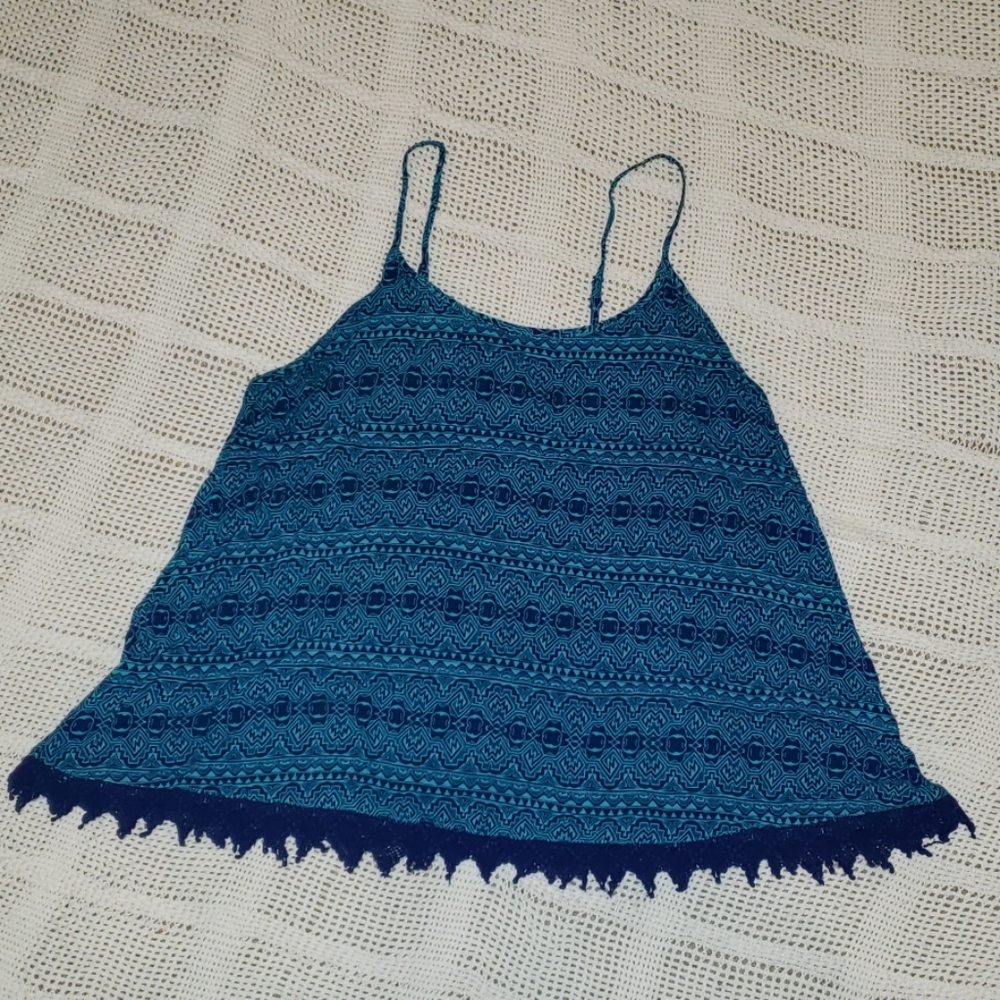 Blue patterned tank top